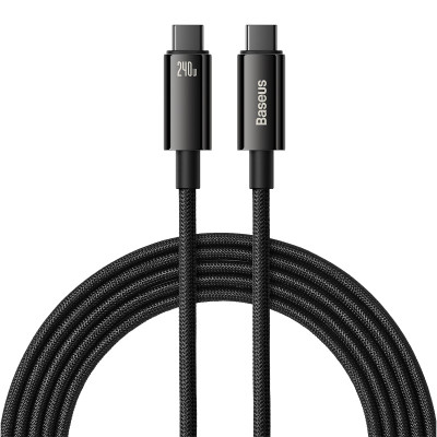 Кабель Baseus Tungsten Gold Fast Charging Data Cable Type-C to Type-C 240W 3m Black