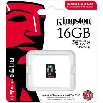 Карта памяти microSDHC (UHS-1 U3) Kingston Industrial 16Gb class 10 V30 А1 (адаптер SD) Карта памяти microSDHC (UHS-1 U3) Kingston Industrial 16Gb class 10 V30 А1 (адаптер SD)