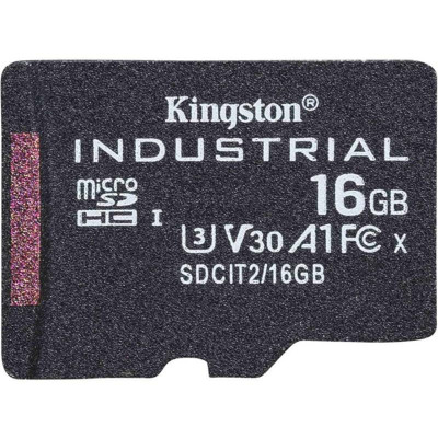 Карта памяти microSDHC (UHS-1 U3) Kingston Industrial 16Gb class 10 V30 А1 (адаптер SD)