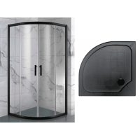 Душова кабіна ASIGNATURA Velvet 90*90 б/п, проф. черн.мат., скло прозр.(4мм), розсувна 19020802+ Velvet Душовий піддон 90*90 чорний матовий 19837002