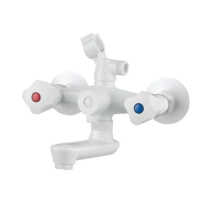 Змішувач для ванни PLAMIX OMEGA-142 EURO SET WHITE (зі шлангом, лійкою та кронштейном) (MX9699)