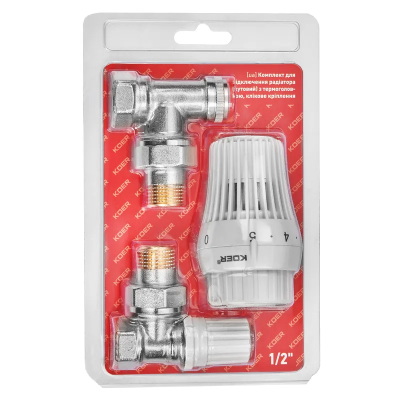 Комплект для підключення радіатора Koer SET-23 - 1/2'' кутовий з термоголовкою, клікове кріплення ( Комплект для підключення радіатора Koer SET-23 - 1/2'' кутовий з термоголовкою, клікове кріплення (