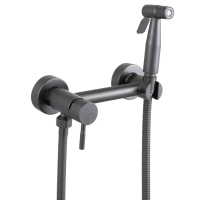 Змішувач настінний з гігієнічним душем Mixxus SUS-222 GRAPHITE з нержавіючої сталі SUS304 (MX9884)