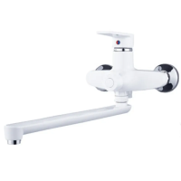 Змішувач для ванни PLAMIX OSCAR-006 EURO SET WHITE (зі шлангом, лійкою та кронштейном) (MX1895)