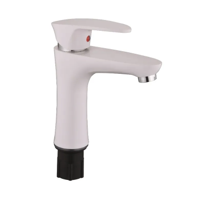 Змішувач для умивальника Plamix Cezar-001 SET White  (з підведенням) (PM0661) Змішувач для умивальника Plamix Cezar-001 SET White  (з підведенням) (PM0661)