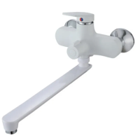 Змішувач для ванни Plamix Lucas-006 EURO SET White з шлангом, лійкою та кронштейном (PM0709)