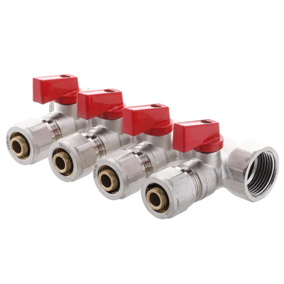 Колектор з відсікащими кранами з фитингом Koer KR.1125-4 3/4 Колектор з відсікащими кранами з фитингом Koer KR.1125-4 3/4