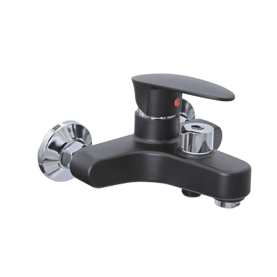 Змішувач для ванни Plamix CEZAR-009 EURO SET Matte black, зі шлангом, лійкою та кронштейном (PM0693