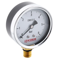 Манометр радіальний (KOER KM.610R) (0-6 bar), D 63мм, 1/4''-1/2'' (KR0204) Манометр радіальний (KOER KM.610R) (0-6 bar), D 63мм, 1/4''-1/2'' (KR0204)