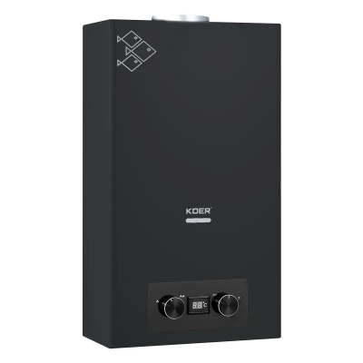 Газова колонка Koer KWH.G0110 BLACK димохідна 10 л/хв, колір чорний (KR5554) Газова колонка Koer KWH.G0110 BLACK димохідна 10 л/хв, колір чорний (KR5554)