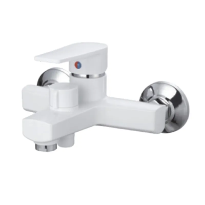 Змішувач для ванни PLAMIX OSCAR-009 EURO SET WHITE (зі шлангом, лійкою та кронштейном) (PM0699)