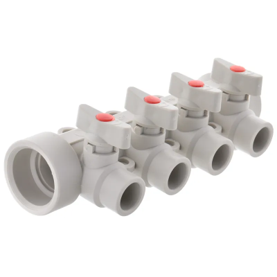 Колектор 4-way з кульовими кранами (40x20) PPR Koer K0171.PRO (KP0221) Колектор 4-way з кульовими кранами (40x20) PPR Koer K0171.PRO (KP0221)