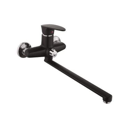 Змішувач для ванни Plamix CEZAR-006 EURO SET Matte black, зі шлангом, лійкою та кронштейном (PM0690