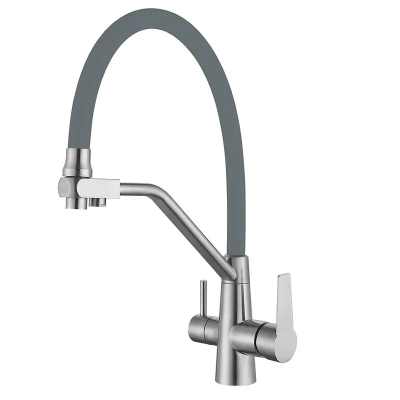 Кухонний змішувач із сірим силіконовим виливом Mixxus FUL-021 (з вих.для питної води) (MI6020) Кухонний змішувач із сірим силіконовим виливом Mixxus FUL-021 (з вих.для питної води) (MI6020)