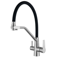 Змішувач для кухні на дві води з гнучким виливом Mixxus FUL-021 REFL.BLACK нерж. сталь SUS304 (MX07 Змішувач для кухні на дві води з гнучким виливом Mixxus FUL-021 REFL.BLACK нерж. сталь SUS304 (MX07