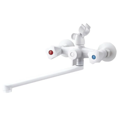 Змішувач для ванни PLAMIX OMEGA-140 EURO SET WHITE (со шлангом, лейкой и кронштейном) (MX9579)