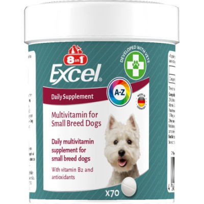 Вітаміни 8in1 Excel Multi Vitamin Small Breed для собак дрібних порід, мультивітамін, 70 шт Вітаміни 8in1 Excel Multi Vitamin Small Breed для собак дрібних порід, мультивітамін, 70 шт