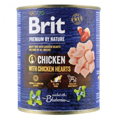 Вологий корм Brit Premium by Nature для собак, курка з курячим серцем, 800 г Вологий корм Brit Premium by Nature для собак, курка з курячим серцем, 800 г
