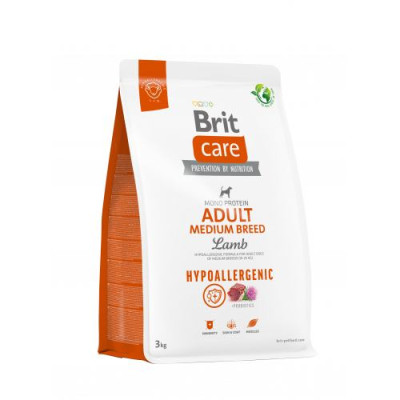 Сухий корм Brit Care Dog Hypoallergenic Adult Medium Breed для собак середніх порід, гіпоалергенний з ягням, 3 кг Сухий корм Brit Care Dog Hypoallergenic Adult Medium Breed для собак середніх порід, гіпоалергенний з ягням, 3 кг