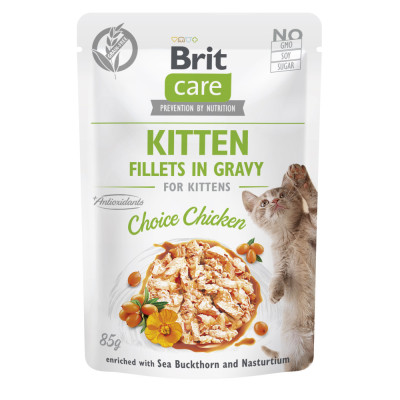 Корм вологий Brit Care Fillets in Gravy Choice Chicken Kitten д/кошенят філе в соусі з куркою 85 г Корм вологий Brit Care Fillets in Gravy Choice Chicken Kitten д/кошенят філе в соусі з куркою 85 г