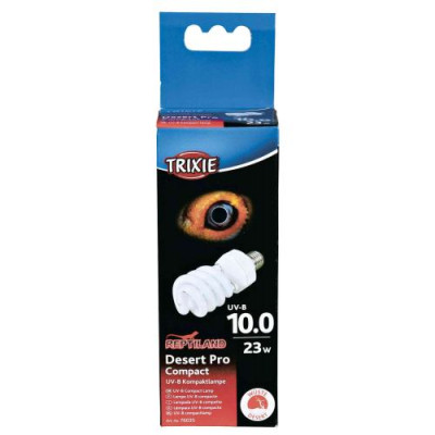 Люмінесцентна лампа Trixie для тераріуму Desert Pro Compact 10.0, для опромінення променями УФ-В спектра 23 W, E27 Люмінесцентна лампа Trixie для тераріуму Desert Pro Compact 10.0, для опромінення променями УФ-В спектра 23 W, E27
