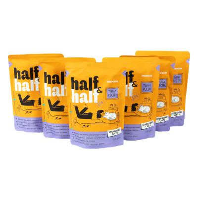 Набір паучів HalfHalf д/стерил котів тунець/соус 5+1 Набір паучів HalfHalf д/стерил котів тунець/соус 5+1