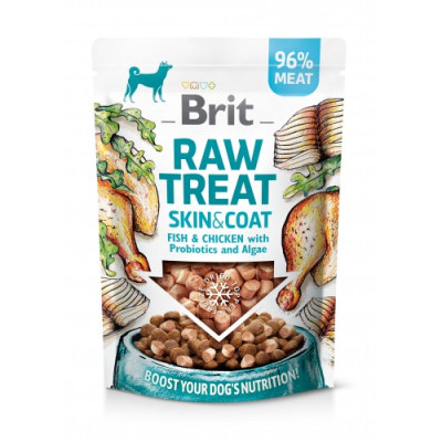 Ласощі для собак Brit Raw Treat freeze-dried Skin and Coat для шкіри та шерсті, риба і курка, 40 г Ласощі для собак Brit Raw Treat freeze-dried Skin and Coat для шкіри та шерсті, риба і курка, 40 г