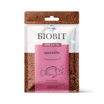 Корм Природа Біовіт «Цихліди» для цихлід та яскраво-забарвлених риб, гранульований, 25 г Корм Природа Біовіт «Цихліди» для цихлід та яскраво-забарвлених риб, гранульований, 25 г