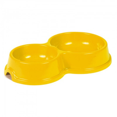 Миска Priroda подвійна №2 для котів жовта 250 мл/450 мл Миска Priroda подвійна №2 для котів жовта 250 мл/450 мл