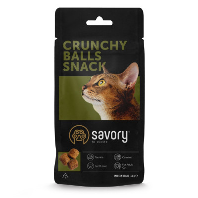 Хрумкі ласощі Savory Cats Snacks Crunchy Balls для дорослих вибагливих котів, кульки з котячою м’ятою, 60 г Хрумкі ласощі Savory Cats Snacks Crunchy Balls для дорослих вибагливих котів, кульки з котячою м’ятою, 60 г