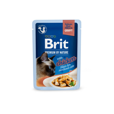 Корм вологий Brit Premium Delicate Fillets in Gravy Chicken for Sterilised для стерилізованих котів філе в соусі курка 85 г Корм вологий Brit Premium Delicate Fillets in Gravy Chicken for Sterilised для стерилізованих котів філе в соусі курка 85 г