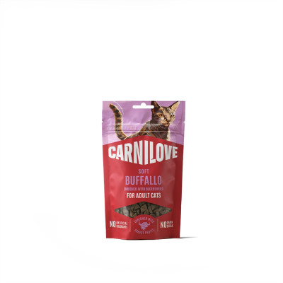 Ласощі Carnilove Soft Snack Buffallo with Blueberries для котів м'які буйвол і лохина 50 г Ласощі Carnilove Soft Snack Buffallo with Blueberries для котів м'які буйвол і лохина 50 г