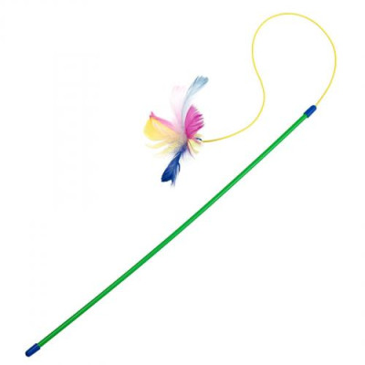 Іграшка Природа Паличка з пір'ям на резинці для кота, 50 см Іграшка Природа Паличка з пір'ям на резинці для кота, 50 см