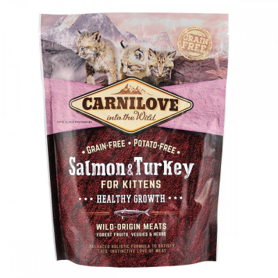 Корм сухий Carnilove Cat Kitten для кошенят з лососем та індичкою 400 г Корм сухий Carnilove Cat Kitten для кошенят з лососем та індичкою 400 г