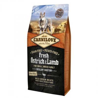 Сухий корм Carnilove Fresh Ostrich & Lamb для дорослих собак дрібних порід, ягня та страус, 6 кг Сухий корм Carnilove Fresh Ostrich & Lamb для дорослих собак дрібних порід, ягня та страус, 6 кг