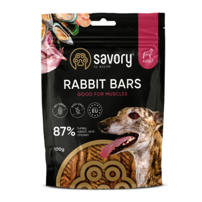Джерки Savory Bars With Rabbit, батончики з кроликом, 100 г