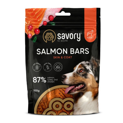 Джерки Savory Bars With Salmon батончики для собак з лососем 100 г Джерки Savory Bars With Salmon батончики для собак з лососем 100 г