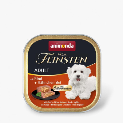 Корм вологий Vom Feinsten Adult with Beef chicken file для дорослих собак з яловичиною і курячим філе 150 г Корм вологий Vom Feinsten Adult with Beef chicken file для дорослих собак з яловичиною і курячим філе 150 г