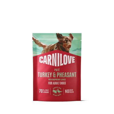 Корм вологий Carnilove Turkey & Pheasant with Raspberry Leaves для собак паштет індичка і фазан з листям малини 300 г Корм вологий Carnilove Turkey & Pheasant with Raspberry Leaves для собак паштет індичка і фазан з листям малини 300 г