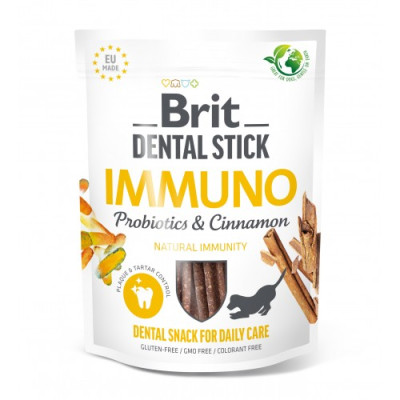 Ласощі для собак Brit Dental Stick Immuno для міцного імунітету, пробіотики та кориця, 7 шт, 251 г Ласощі для собак Brit Dental Stick Immuno для міцного імунітету, пробіотики та кориця, 7 шт, 251 г