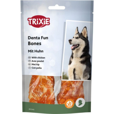 Ласощі Trixie Denta Fun для собак Кістка для чищення зубів 11 см 120 г 2шт/упак Ласощі Trixie Denta Fun для собак Кістка для чищення зубів 11 см 120 г 2шт/упак