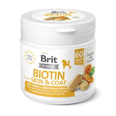 Вітаміни Brit Vitamins Biotin Skin & Coat Care для собак для шкіри та шерсті 60 таблеток Вітаміни Brit Vitamins Biotin Skin & Coat Care для собак для шкіри та шерсті 60 таблеток