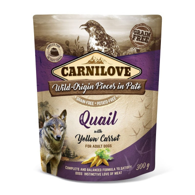 Корм вологий Carnilove Paté Wild Quail with Yellow Carrot пауч для собак с перепілкою і морквою 300 г Корм вологий Carnilove Paté Wild Quail with Yellow Carrot пауч для собак с перепілкою і морквою 300 г