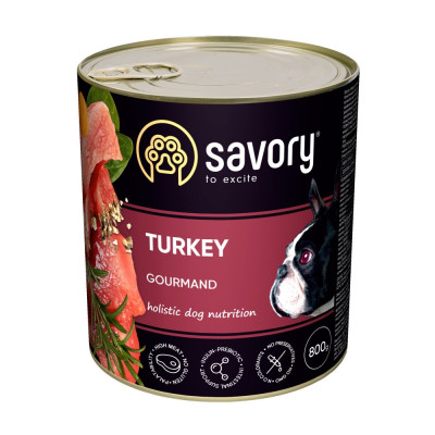 Корм вологий Savory Dog Gourmand Turkey паштет для дорослих собак усіх порід з індичкою 800 г Корм вологий Savory Dog Gourmand Turkey паштет для дорослих собак усіх порід з індичкою 800 г