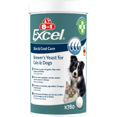 Вітаміни 8in1 Excel Brewers Yeast для собак та котів, пивні дріжджі з часником, для шкіри та шерсті, 780 шт Вітаміни 8in1 Excel Brewers Yeast для собак та котів, пивні дріжджі з часником, для шкіри та шерсті, 780 шт