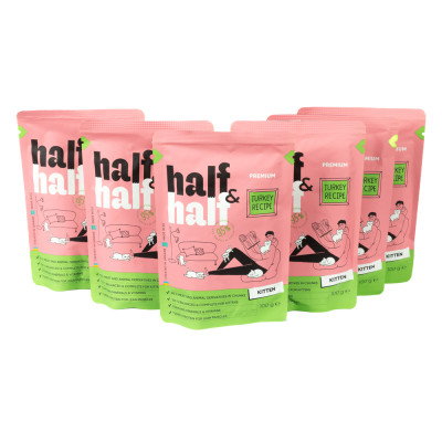 Набір паучів HalfHalf д/кошенят індичка/желе 5+1 Набір паучів HalfHalf д/кошенят індичка/желе 5+1