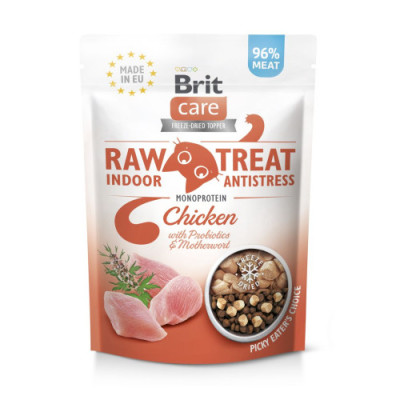 Ласощі для котів Brit Raw Treat Indoor & Antistress Freeze-dried з куркою, 40 г Ласощі для котів Brit Raw Treat Indoor & Antistress Freeze-dried з куркою, 40 г