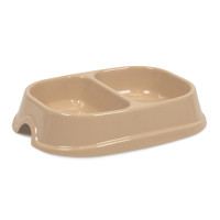 Миска Priroda Модерн №1 Дует для котів пластикова 400 мл світло-бежева Миска Priroda Модерн №1 Дует для котів пластикова 400 мл світло-бежева