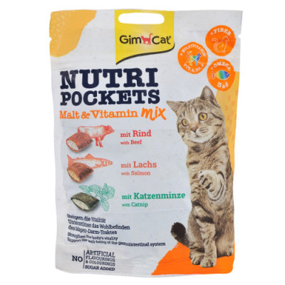 Вітамінні ласощі GimCat Nutri Pockets для котів, мультивітамін мікс, 150 г Вітамінні ласощі GimCat Nutri Pockets для котів, мультивітамін мікс, 150 г