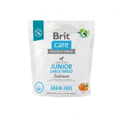 Сухий корм Brit Care Dog Grain-free Junior Large Breed для молодих собак великих порід, беззерновий з лососем, 1 кг Сухий корм Brit Care Dog Grain-free Junior Large Breed для молодих собак великих порід, беззерновий з лососем, 1 кг